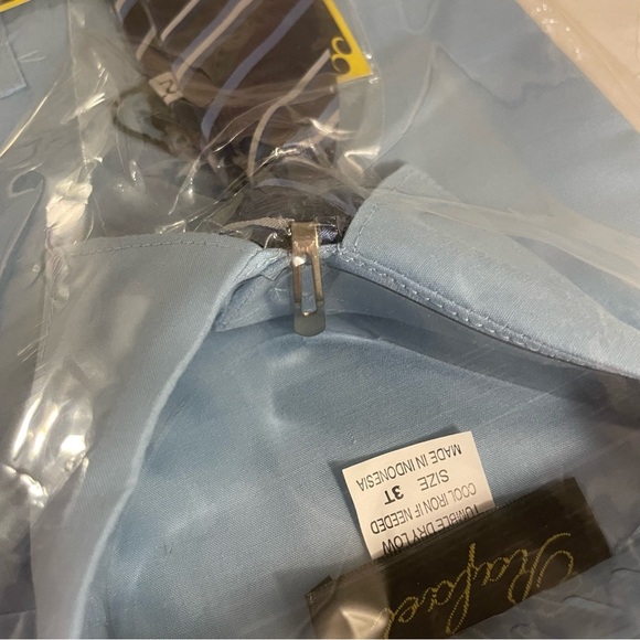 NWT Rafael 3T Blue Button Down Shirt with Clip On Tie - Picture 4 of 4